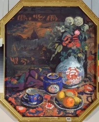 Nature morte (Csendélet) – Nyikolaj Szemjonovics Zajcev (1885-1938) munkája, tempera kartonon