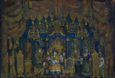 Jourdains szoba. Színpadtervező J.-B. Egy polgár, mint nemes című színházi darabhoz. Moliere, 1911