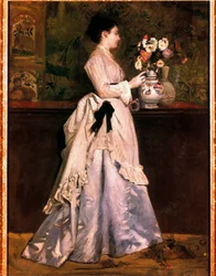 Norbert Goeneutte (1854-1894) A nő a csokorban festménye. 19. század. Magángyűjtemény