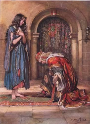 Mezítláb jött a kolduslány Cophetua király előtt, illusztrációja May Byron "The Children