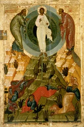 Urunk színeváltozása, orosz ikon az Istenszülő Elszenderülése-templomból, a Novgorod melletti Volotovo-mezőn
