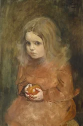 Kislány almával (olaj, vászon)