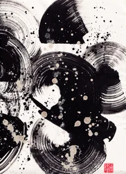 Circle Ink Abstraction 2, 2015 (tinta és szín Xuan papíron)