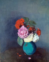 Virágok Csokor szegfű. Odilon Redon (1840-1916) festménye 1900 V. 0,46x0,38 m Lyon, Musee des Beaux Arts - Virágok - Szegfű csokor. Odilon Redon (1840-1916) festménye