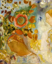 Két fiatal lány virágok között, 1912