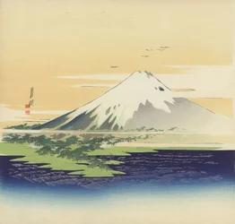 Fuji a miói tengerpartról, 1900-10 (fatömbnyomat)