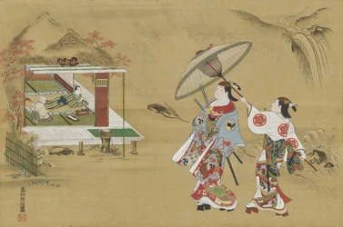 Utálás Fujiwara no Teika kunyhójára az Ogura-hegyen