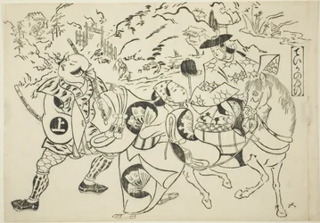 Teika utazása (Taika no michiyuki), a "Híres jelenetek japán bábjátékokból (Yamato irotake)" sorozatból.