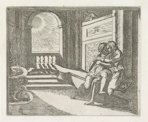Abimélek látja, hogy Izsák simogatja Rebekát Festmények Raphael loggiájában (sorozat címe)