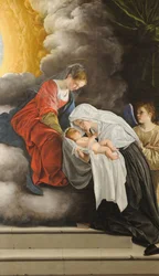 Szűz és gyermek Római Szent Ferenccel, 1615-1618.