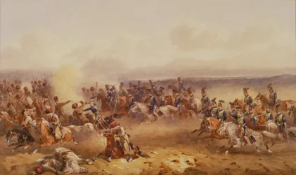 A 10. huszárok egy osztaga legyőzi az oroszokat Csernajánál, 1855. augusztus 16., 1890 körül
