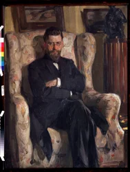 ""Alexisz (AA) Bahrusin (1865-1929) műgyűjtő portréja" (Alexey A. Bakhrushin gyűjtő portréja) Osip Emmanuilovich Braz (1872-1936) festménye 1904 Tulai Állami Művészeti Múzeum (Toula)