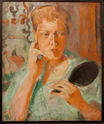 Margarethe portréja fekete kézitükörrel