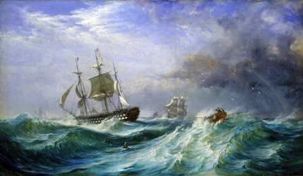 Egy ember a tengeren, aki a HMS "Saint Jean D