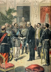 Felix Faure és Lev Ourouszov orosz nagykövet beszélgetése, Párizs, 1898 (metszet)