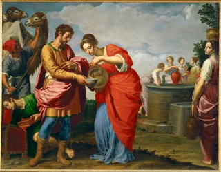 Rebeka és Eliezer a kútnál (festmény vászonra)