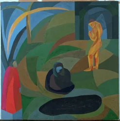 Kompozíció három személlyel (gouache)