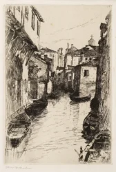 Egy velencei csatorna, 1880-82 körül (rézkarc)