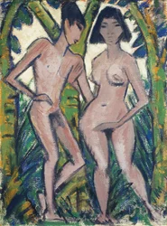 Ádám és Éva, 1913-22 körül (mészkő, hessian)
