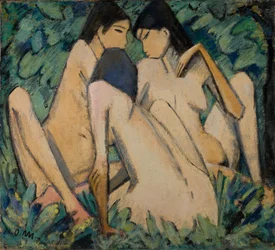 Három lány egy erdőben, 1920 körül (olaj és tempera, tábla)