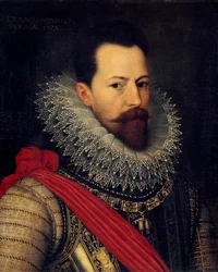 A condottiere Alexander (Alessandro) Farnese, Párma hercegének, Hollandia kormányzójának (1545-1592) portréja Octavius ​​Van Veen (vagy Vaenius vagy Venius) festménye (1556-1629) 1585 körül V. 0,58 X 0,48 m Brüsszel, Királyi Szépművészeti Múzeum