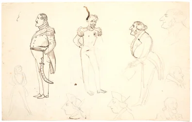 VII. Frederik és mások karikatúrája, i.a. Grundtvig, valószínűleg Orla Lehmann és mások.