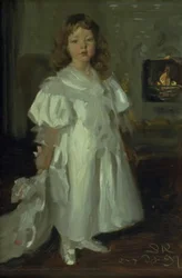 Egy kislány, Melchior Helga, hosszú ruhában