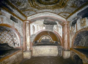 KORAI KERESZTÉNY MŰVÉSZET: Domitilla katakombái. Orpheus Cubiculum, 3. század közepe (freskó)