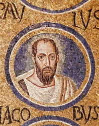 Paleokréta művészet: „” Szent Pál”” Ravenna 5. század végi mozaikja, cappella Arcivescovile (Archeveche kápolna)