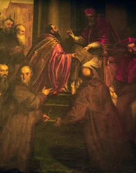 IV. Pál átadja a pápai tájékoztatót a Keresztesek Rendjének (Crociferi) alapításáról