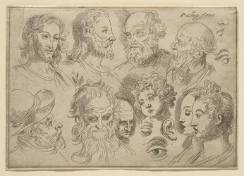Vázlattábla tíz fejjel, 1636