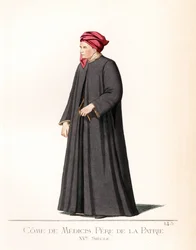 Cosimo (Come) of Medicis (1389-1464), más néven Cosimo the Elder (Cosimo il Vecchio) vagy Come Pere of the Atyaföld (Cosimo Pater Patriae), olasz bankár és államférfi, a Mediciek politikai dinasztiájának alapítója - Cosimo de Medici (1389-1464), kövér