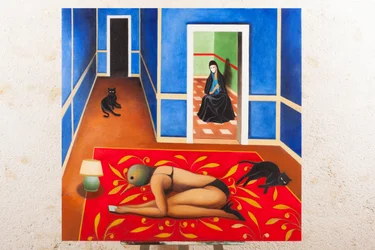 Annonciation in blu velvet, 2016 (olaj, fapanel)