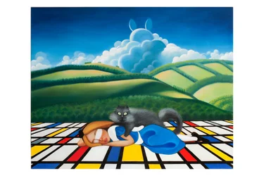 Itt az ideje felébredni, Alice!, 2019 (olaj, fatábla)