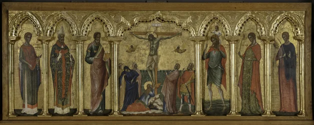 Szent Sztratonikus, Szent Hermolausz, Szent Máté, Szent Kristóf, Szent Thekla és Szent Abundius, A keresztre feszítés poliptichonja szentekkel