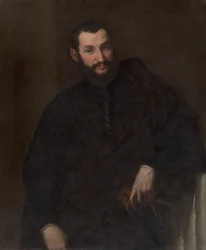 Férfi portréja (Antik oszloptöredékkel)