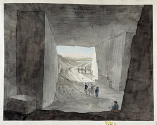 Egyiptom. Belső nézet egy kőbánya a Mount Kattan