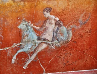 Oplontis, Nápoly közelében, Olaszország (Nápoly, Olaszország): falfestmények a Villa Poppaea-ban - római freskó részlete, mitológiai jelenet Európa elrablása - Római művészet - Fotó Patrice Cartier -