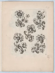 Kis virágmotívumok sorozata, 3. tábla, kb. 1670-85., kb. 1670-85.