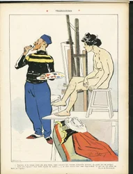 Illusztráció: Paul Balluriau (1860-1917) a Le Rire-ben, 2007.08.03. - Villegiatures - Art - Festőművészek, Modell (aki pózol)