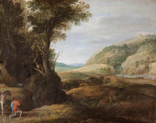 Táj Szent Huberttel és a szarvassal, 1615 körül (olaj, vászon)