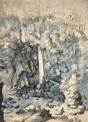 Vízesés Tivoli közelében (toll és fekete mosás)
