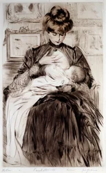 Anyaság. Paul Helleu (1859-1927) rajza, XX. Bayonne, Musee Bonnat
