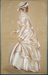 Fehér nő portréja. Paul Helleu (1859 - 1927) rajza, XX. Bayonne, Musee Bonnat