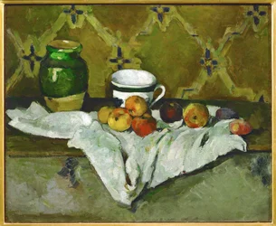 Nature Morte avec pot, tasse et pommes, Stillife with pot, cup and apples (festmény)