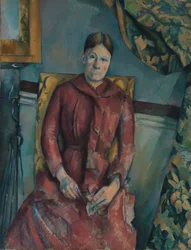 Madame Cézanne Hortense Fiquet, 1850-1922 vörös ruhában, 1888-90.