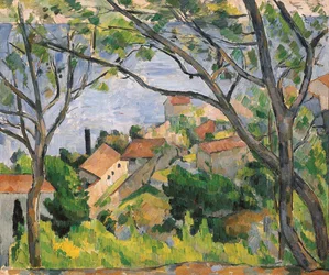L"Estaque kilátása a fákon át, 1879