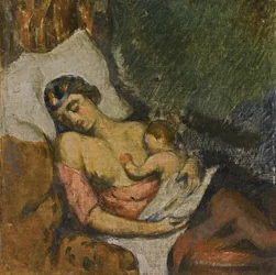 Gyermekét szoptató nő, 1872 körül