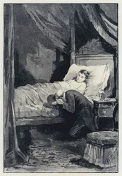 Illusztráció Anna Kareninának: Karenina Anna kamrájában betegsége idején (litho)
