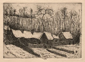 Hat rézkarc: A nádfedeles pékség, Auvers, 1895.